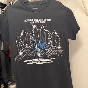 PacSun Black Graphic Tee with Blue Accents
